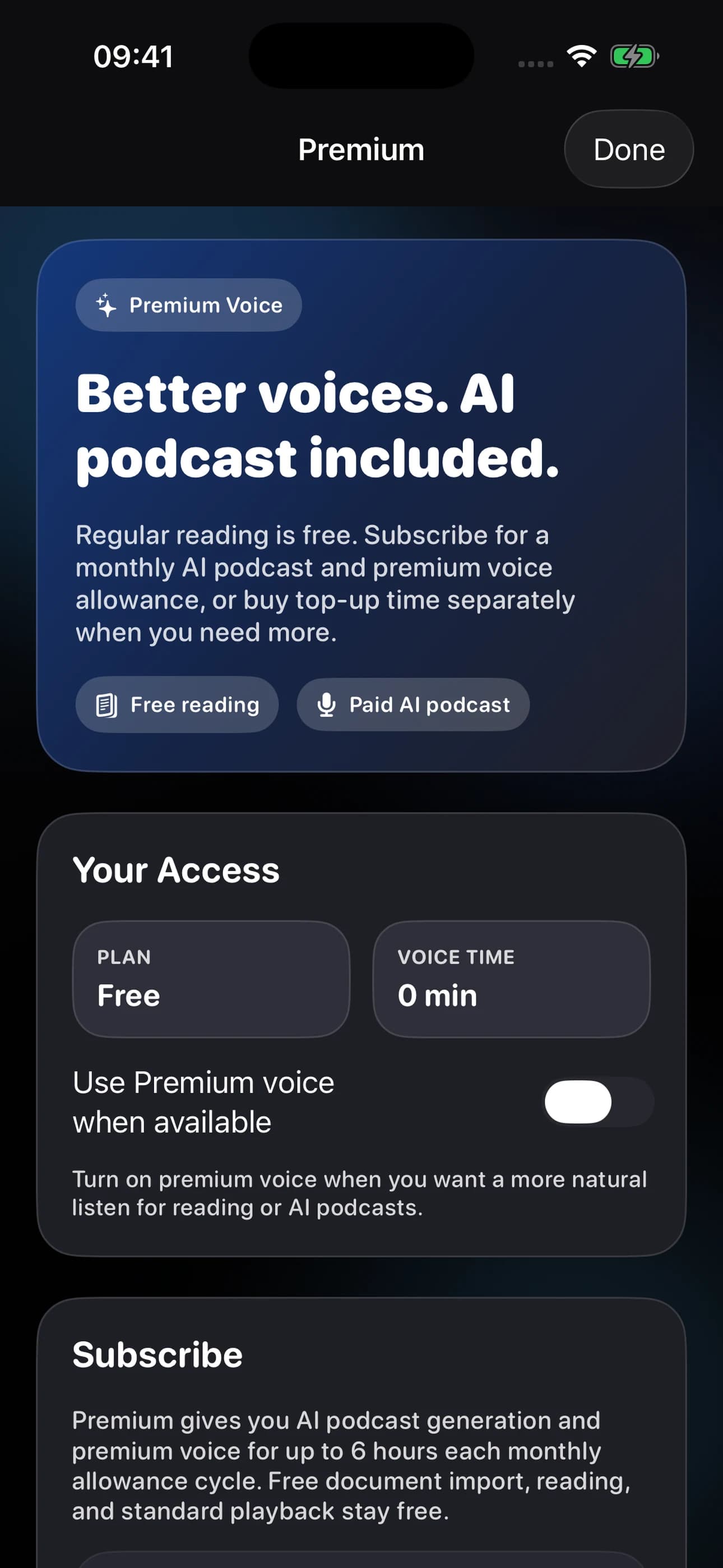 Hearfolio audio-study app premium listening screen